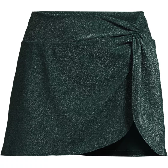 Women's Chlorine Resistant Shine Twist Front Mini Swim Cover-up Skirt - primary