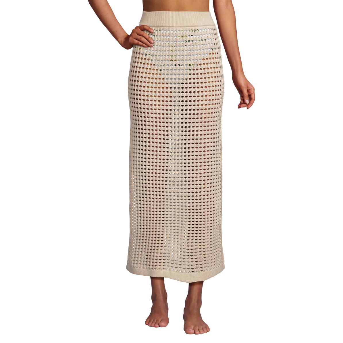 Women's Cotton Open Knit Maxi Swim Cover-up Skirt