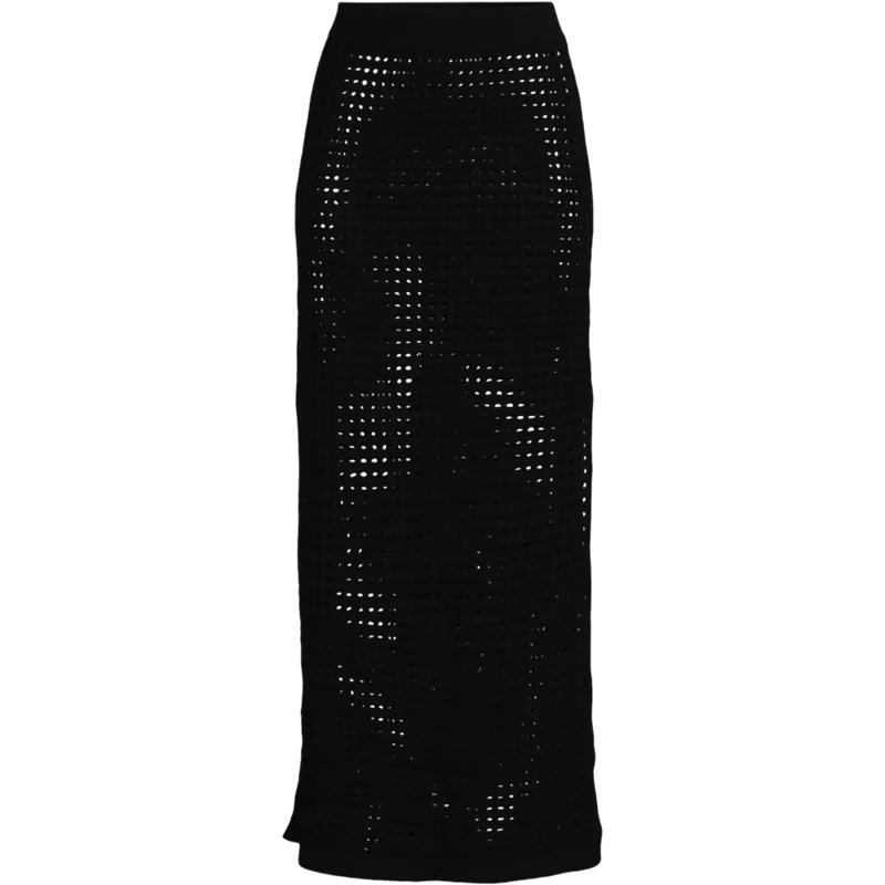 Women's Cotton Open Knit Maxi Swim Cover-up Skirt, Front