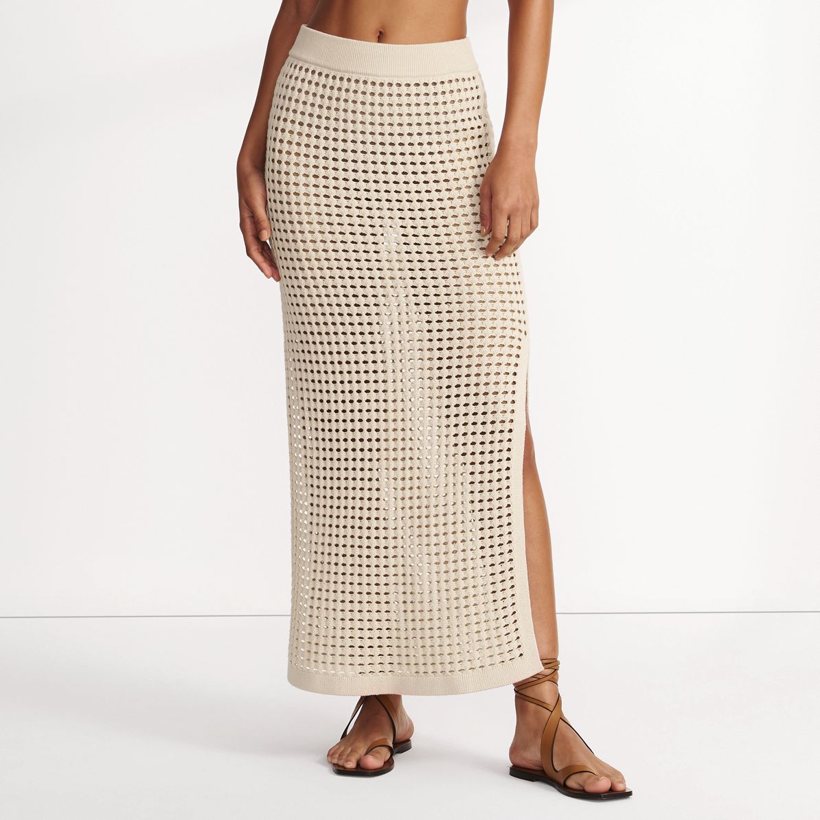 Women's Cotton Open Knit Maxi Swim Cover-up Skirt