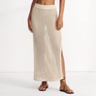 Women's Cotton Open Knit Maxi Swim Cover-up Skirt