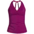 Women's Chlorine Resistant Shine V-neck Halter Tankini Swimsuit Top, Front