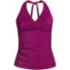 Women's Chlorine Resistant Shine V-neck Halter Tankini Swimsuit Top, Front