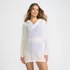 Women's Rayon Rib Hooded Mini Cover-up Dress, Front