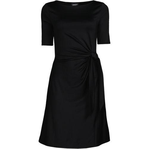 Women's Elbow Sleeve Tie Waist Dress