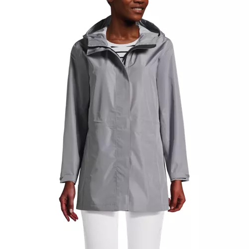 Women's Waterproof Hooded Packable Rain Jacket, Front