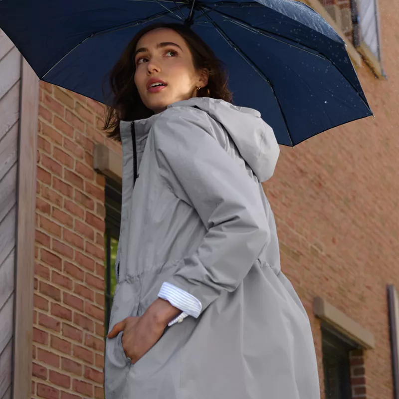 Women's Waterproof Hooded Packable Rain Jacket, alternative image