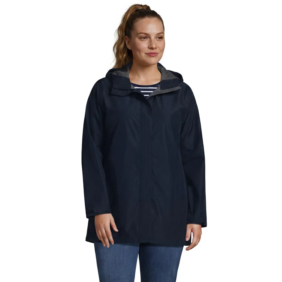 School Uniform Women's Waterproof Hooded Packable Rain Jacket view 7
