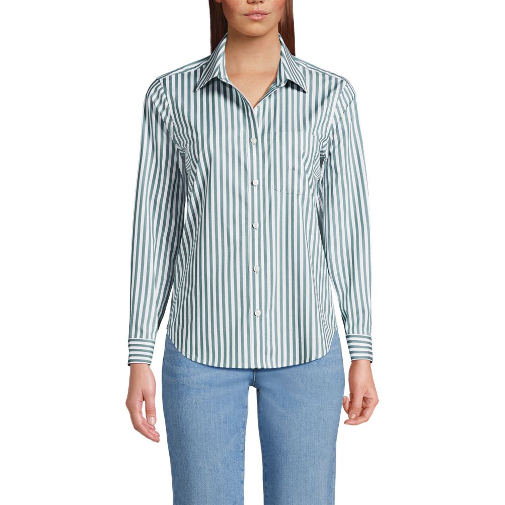売れ筋商品|||ランズエンド カットソー トップス レディース Women's Cooling Button Front Shirt Rich burgundy/navy stripe Women's Cooling Button Front Shirt | Lands' End