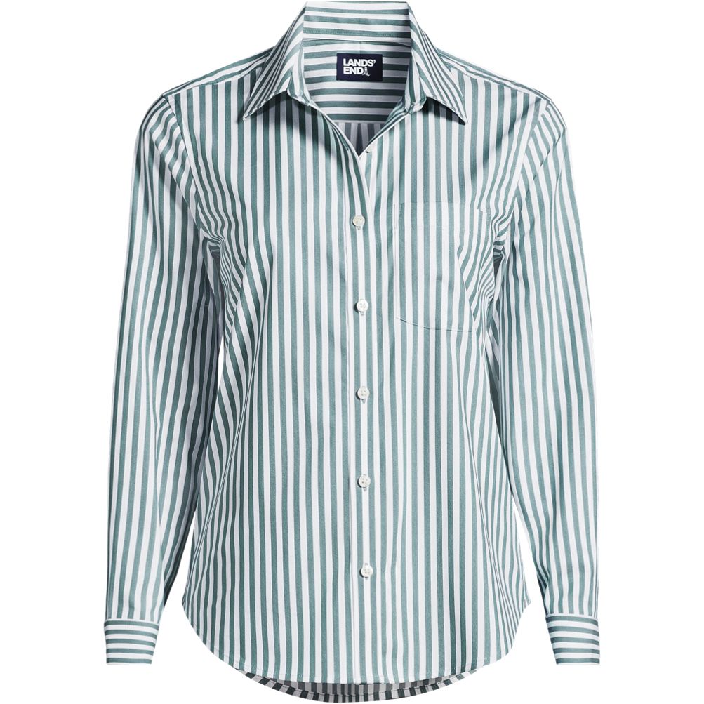 売れ筋商品|||ランズエンド カットソー トップス レディース Women's Cooling Button Front Shirt Deep sea navy fine stripe Lands' End Women's Cooling Button Front Shirt - X-Small
