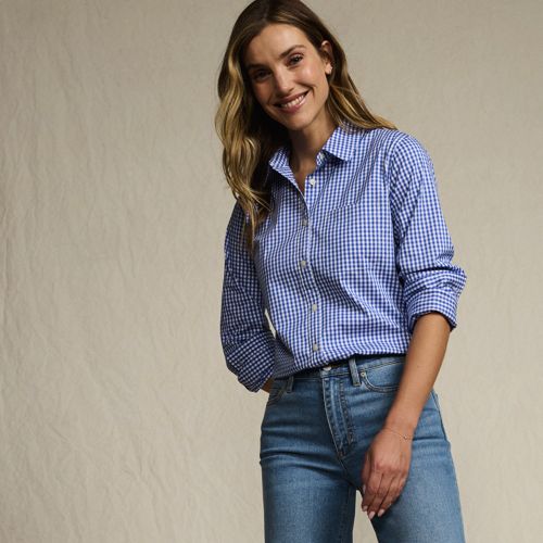 Women's Banded Collar Button Front Shirt