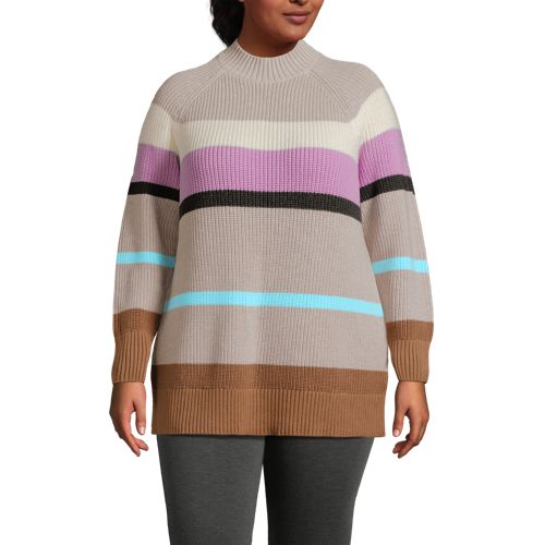 Women's Plus Size Drifter Shaker Easy Fit Mock Neck Tunic Sweater