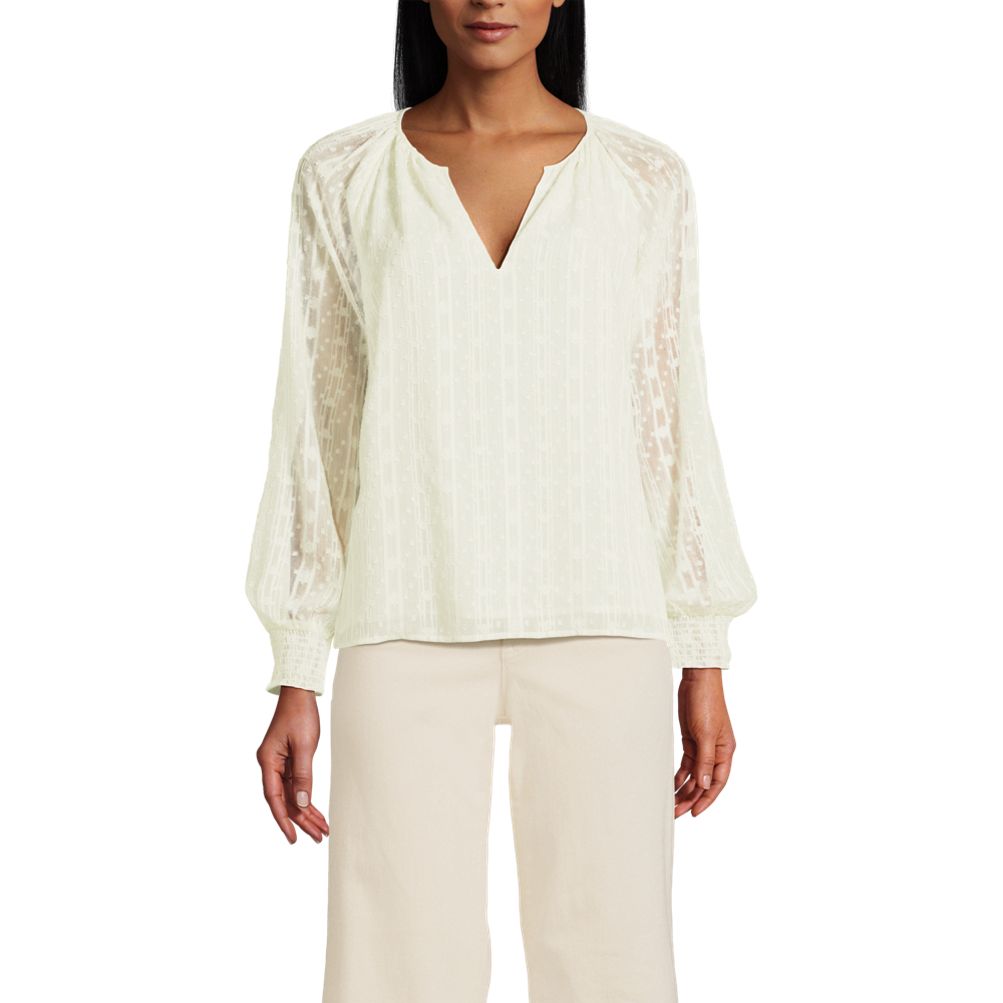 Women's Clip Dot Chiffon Blouse | Lands' End