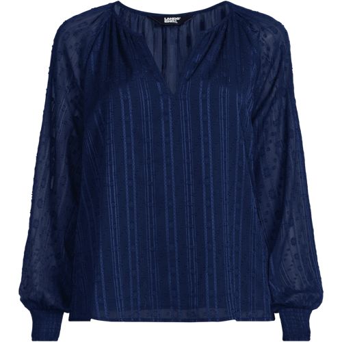 Blouse Fluide et Texturee a Manches Longues Femme Stature Standard