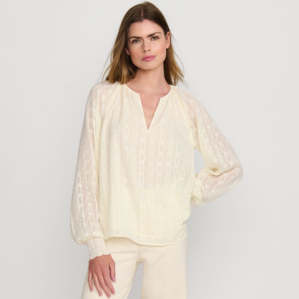 Women's Clip Dot Chiffon Blouse | Lands' End