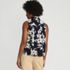 Women's Cotton Voile Mock Neck Blouse, Back