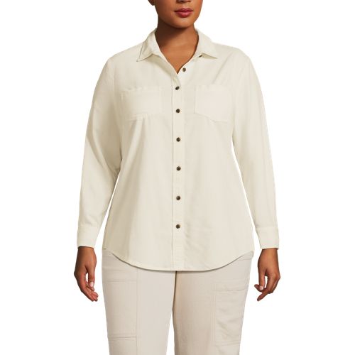 Women's 3/4 Sleeve Lightweight Jersey Button Front Top