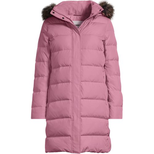 Hooded Down Coat, Women, size: 2X, plus, Pink, Polyester, by Lands' End
