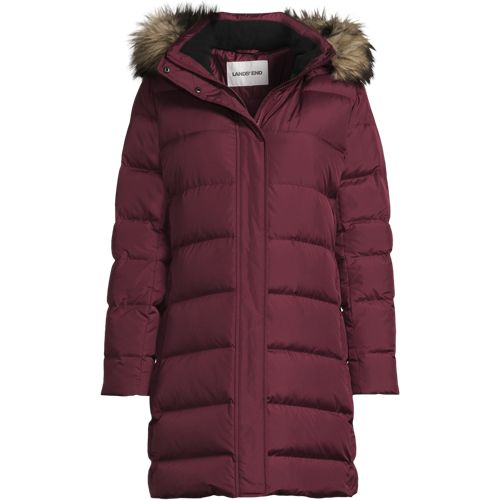 Hooded Down Coat, Women, size: 3X, plus, Red, Polyester, by Lands' End