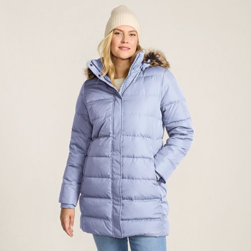 Hooded Down Coat, Women, size: S, regular, Purple, Polyester, by Lands' End