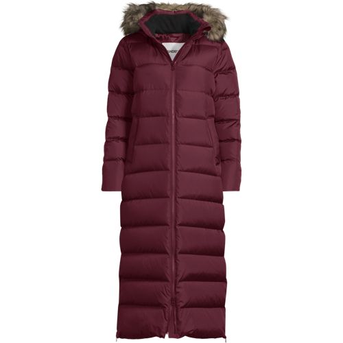 Hooded Maxi Down Coat, Women, size: 2X, plus, Red, Polyester, by Lands' End