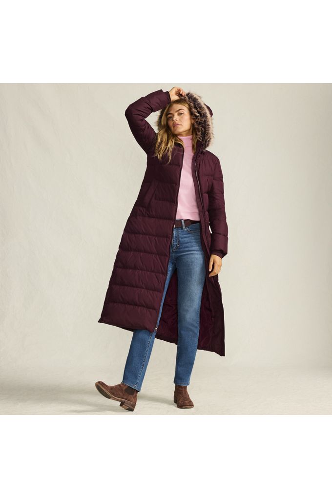 Lands' End Women's Max 600 Down Long Maxi Coat In Red