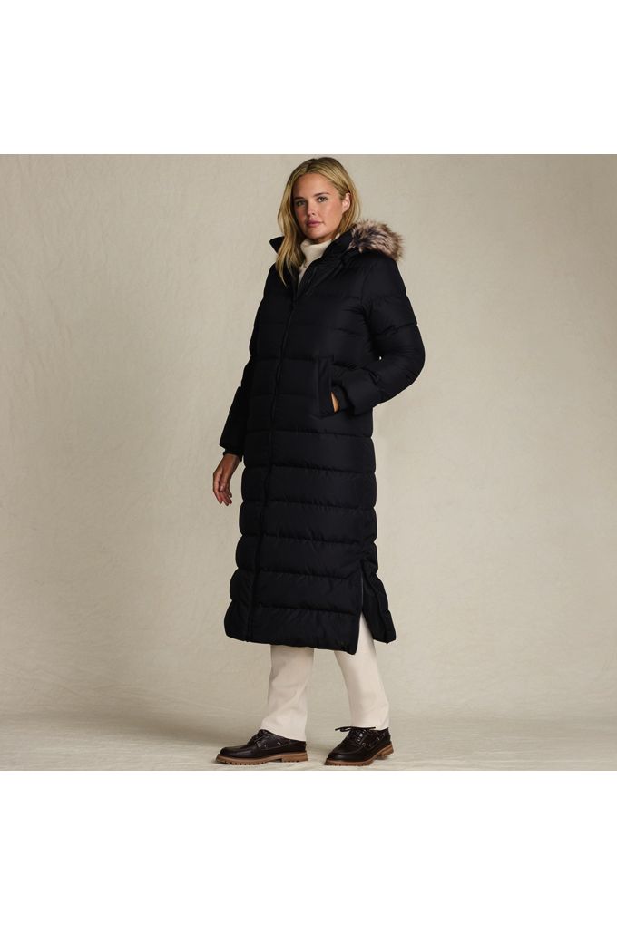 Lands' End Women's Tall Max 600 Down Long Maxi Coat In Black
