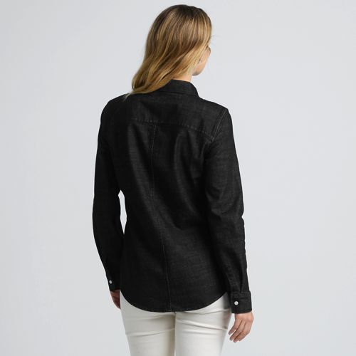  Lands' End Denim-bluse Mit Stretch, Damen, Größe:36-38 Regular, Schwarz, Baumwoll-mischung/polyester-mischung, By Lands' End 
