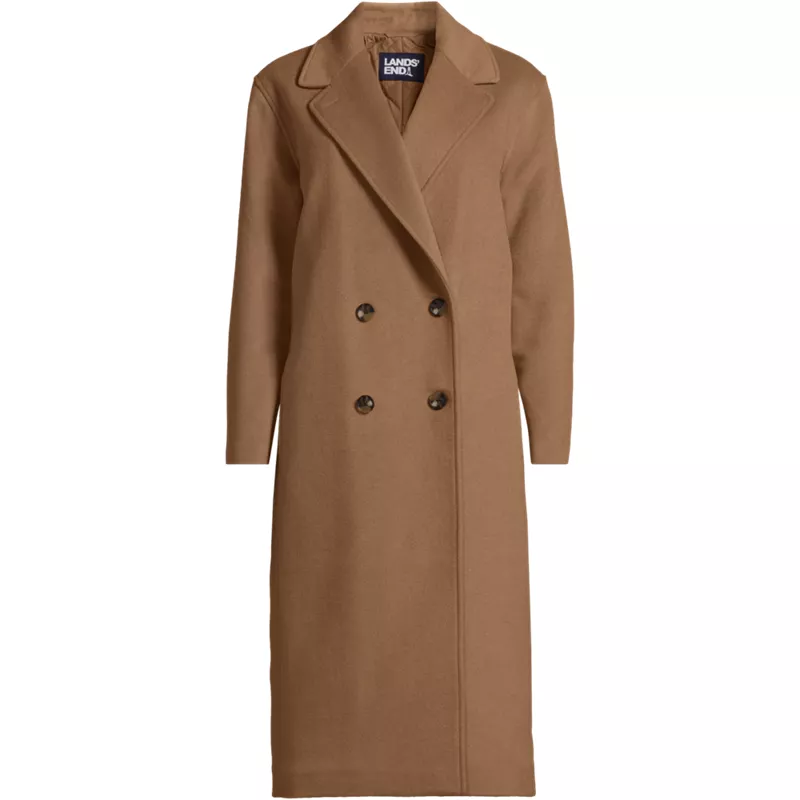 Women's Plus Size Insulated Double Breasted Wool Coat, Front