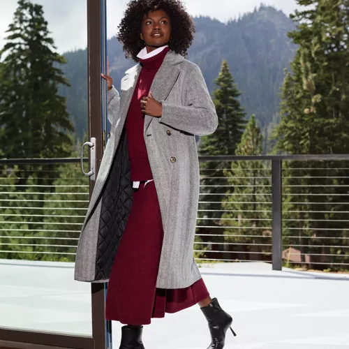 Women's Insulated Double Breasted Wool Coat, alternative image