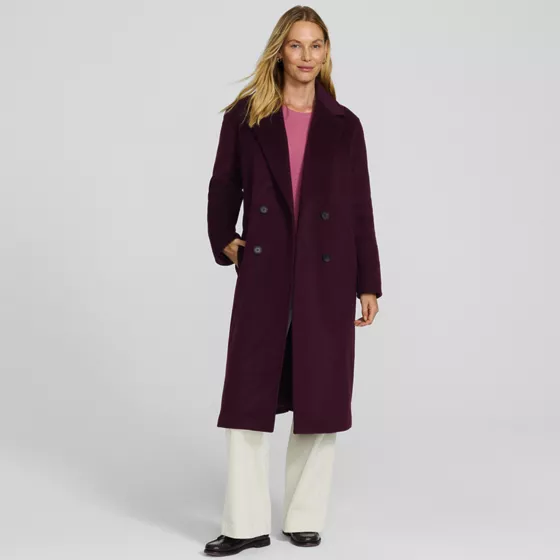 Women's Insulated Double Breasted Wool Coat - primary