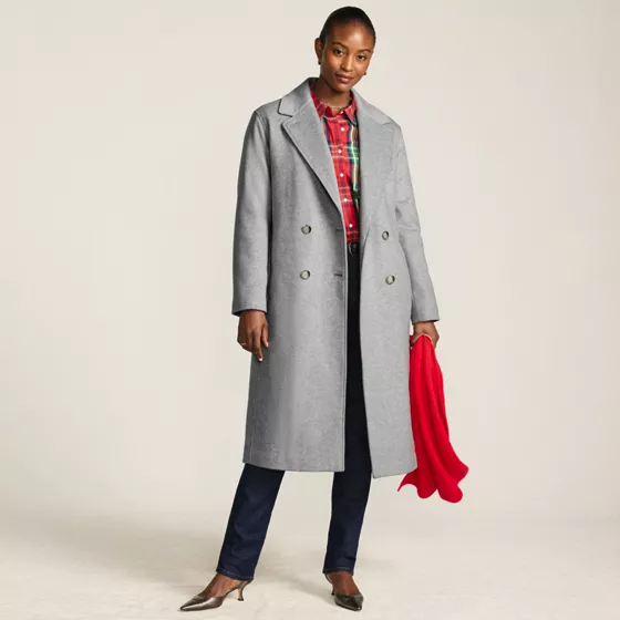 Women's Insulated Double Breasted Wool Coat - primary