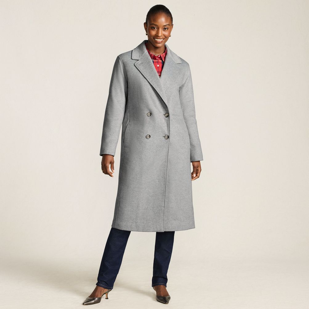 Women's Insulated Double Breasted Wool Coat | Lands' End