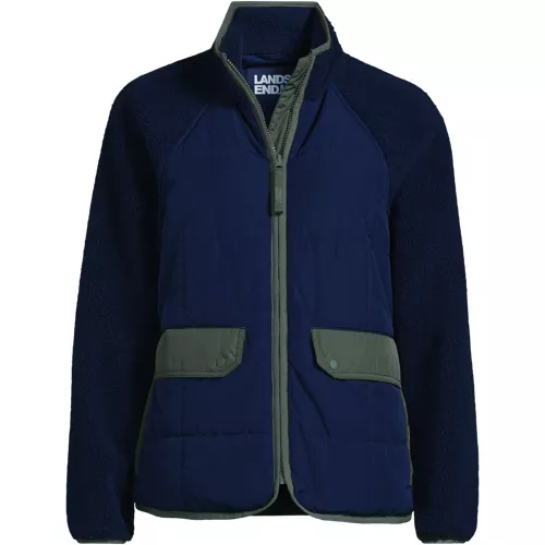 Women's Mixed Media Sherpa Fleece Jacket, Front