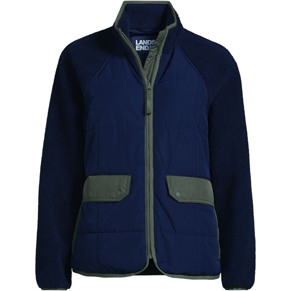 Women's Mixed Media Sherpa Fleece Jacket | Lands' End