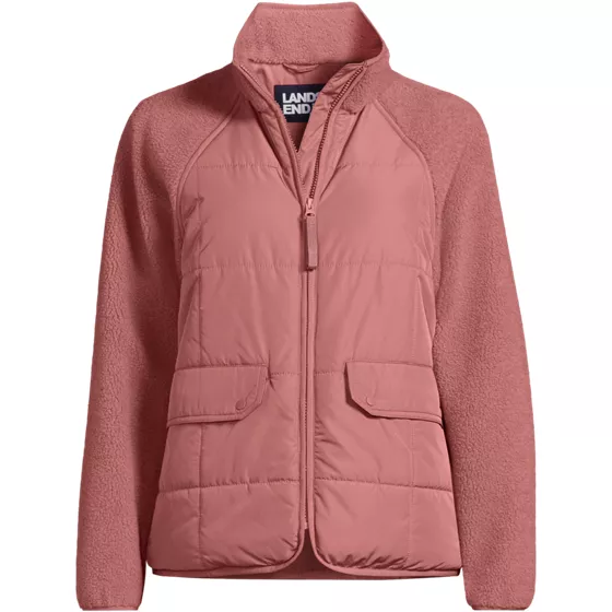 Women's Plus Size Mixed Media Sherpa Fleece Jacket - primary