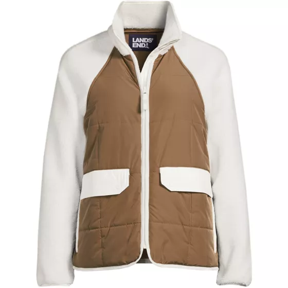 Women's Plus Size Mixed Media Sherpa Fleece Jacket - primary