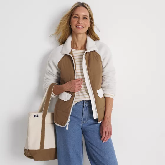 Women's Mixed Media Sherpa Fleece Jacket - primary