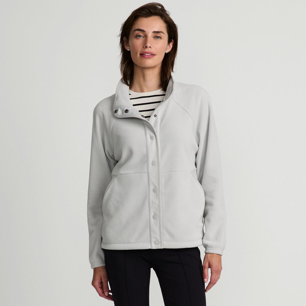 Womens Jacket Lands End Fleecejacke Women's Anyweather Fleece Snap Front  Jacket Lands' End