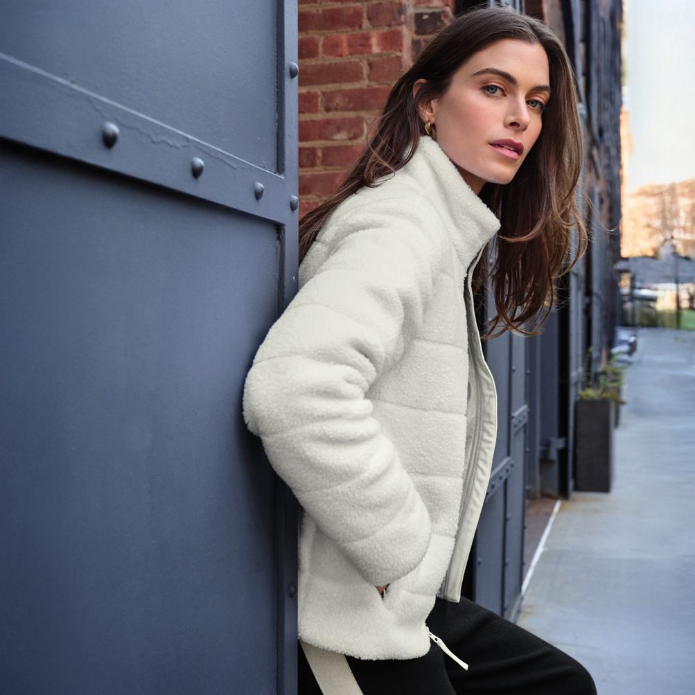 Women s Sherpa Fleece Puffer Jacket Lands End