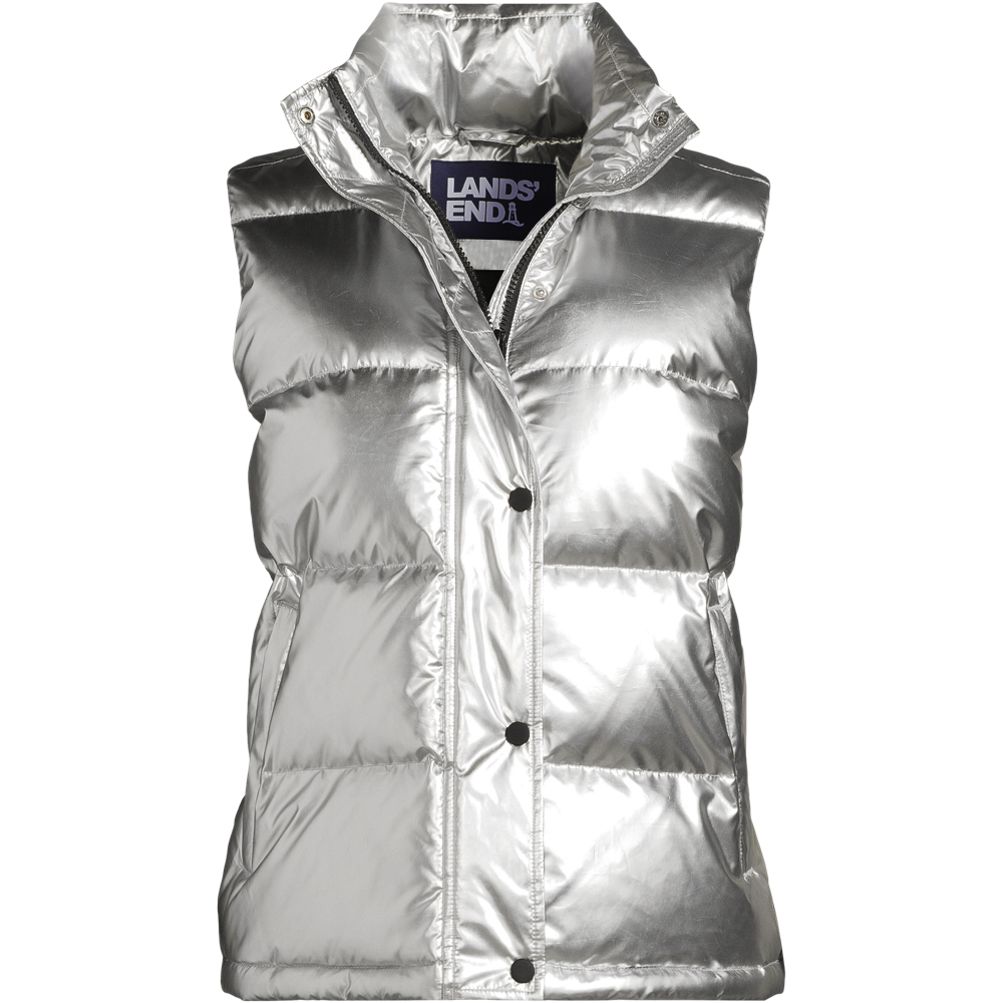 Cheapest Erin Snow Women’s Size S Reversible Winter Print to Metallic Silver Down Vest