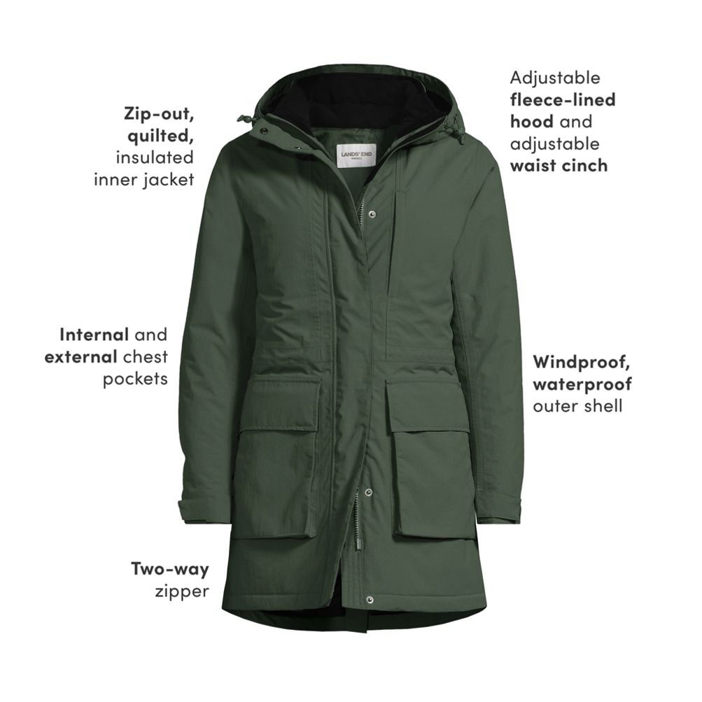 Women's Squall Waterproof Insulated 3 in 1 Winter Parka | Lands' End