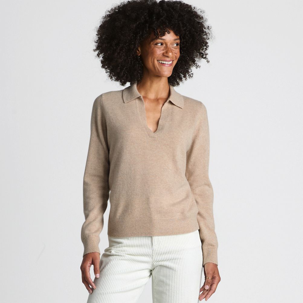売れ筋商品|||ランズエンド ニット&セーター アウター レディース Women's Cashmere Johnny Collar Sweater Light gray heather Women's Cashmere Johnny Collar Sweater | Lands' End