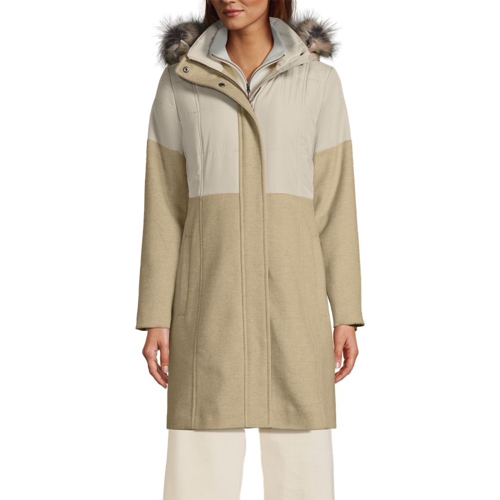 TIELOCKEN COAT by Super140’s Jackal WOOL Women's Wool Hybrid Coat | Lands' End