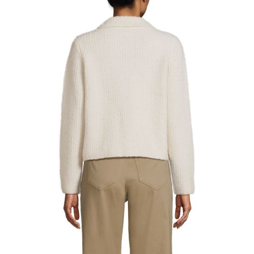  Lands' End Strukturierte Strickjacke Im Couture-stil, Damen, Größe:44-46 Regular, Weiß, Polyacryl/polyester-mischung, By Lands' End 
