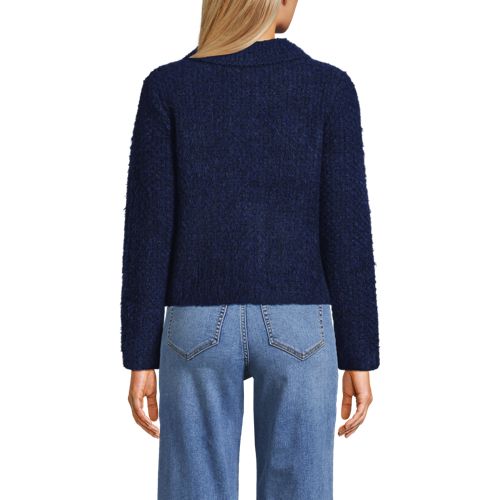  Lands' End Strukturierte Strickjacke Im Couture-stil, Damen, Größe:44-46 Regular, Blau, Polyacryl/polyester-mischung, By Lands' End 