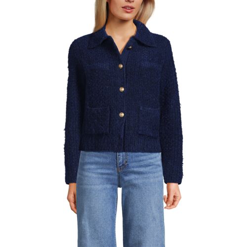  Lands' End Strukturierte Strickjacke Im Couture-stil, Damen, Größe:44-46 Regular, Blau, Polyacryl/polyester-mischung, By Lands' End 