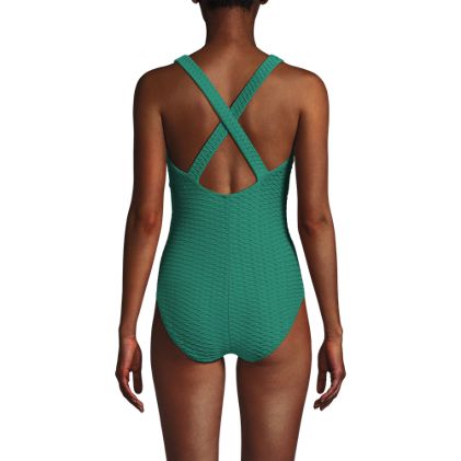 Women's Long Torso Texture Tugless X-Back One Piece Swimsuit - image 2