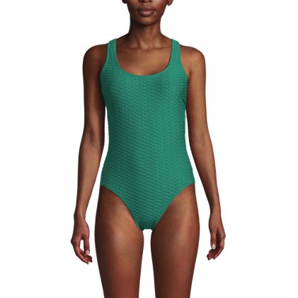 Women's Long Torso Texture Tugless X-Back One Piece Swimsuit - image 1