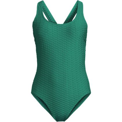 Women's Long Torso Texture Tugless X-Back One Piece Swimsuit - primary